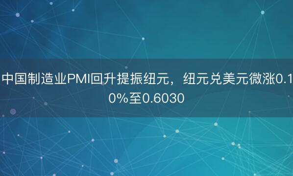 中国制造业PMI回升提振纽元，纽元兑美元微涨0.10%至0.6030