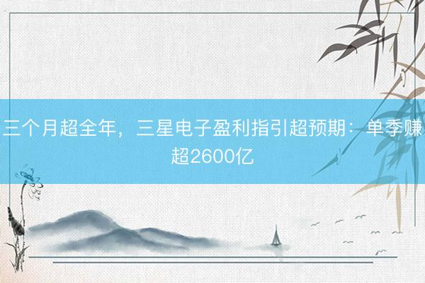 三个月超全年，三星电子盈利指引超预期：单季赚超2600亿
