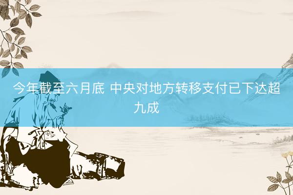 今年截至六月底 中央对地方转移支付已下达超九成