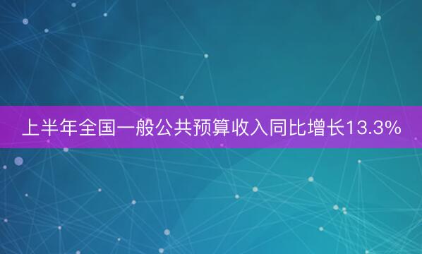 上半年全国一般公共预算收入同比增长13.3%