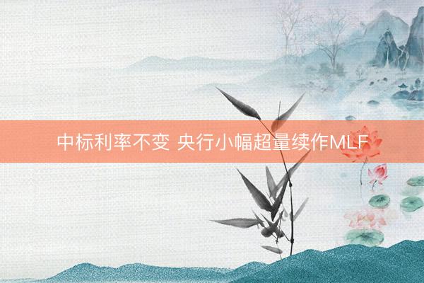 中标利率不变 央行小幅超量续作MLF