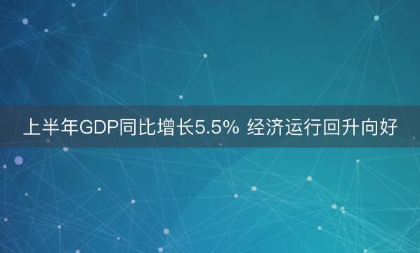 上半年GDP同比增长5.5% 经济运行回升向好