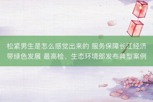 松紧男生是怎么感觉出来的 服务保障长江经济带绿色发展 最高检、生态环境部发布典型案例