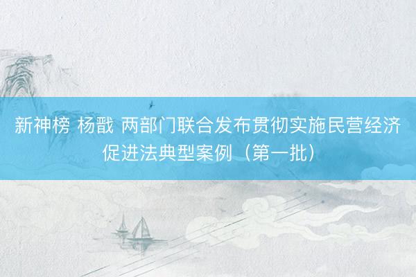 新神榜 杨戬 两部门联合发布贯彻实施民营经济促进法典型案例（第一批）