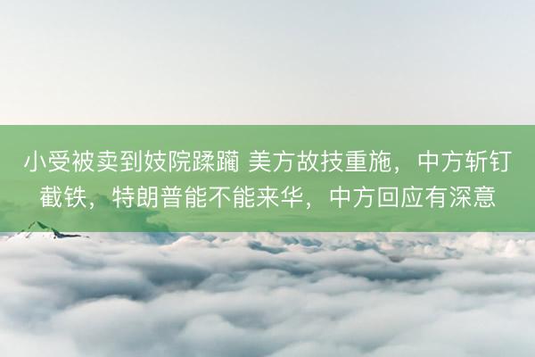 小受被卖到妓院蹂躏 美方故技重施，中方斩钉截铁，特朗普能不能来华，中方回应有深意
