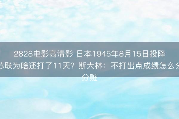 2828电影高清影 日本1945年8月15日投降，苏联为啥还打了11天？斯大林：不打出点成绩怎么分赃