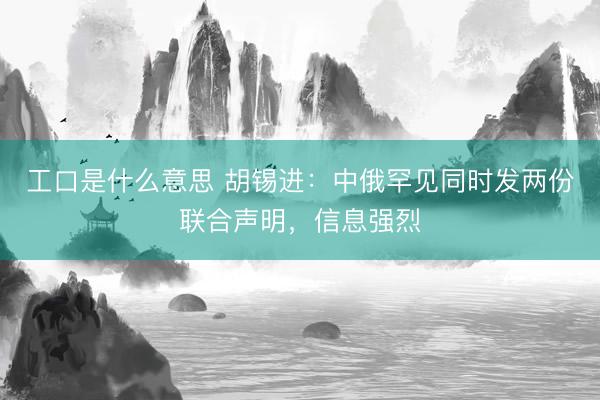 工口是什么意思 胡锡进：中俄罕见同时发两份联合声明，信息强烈