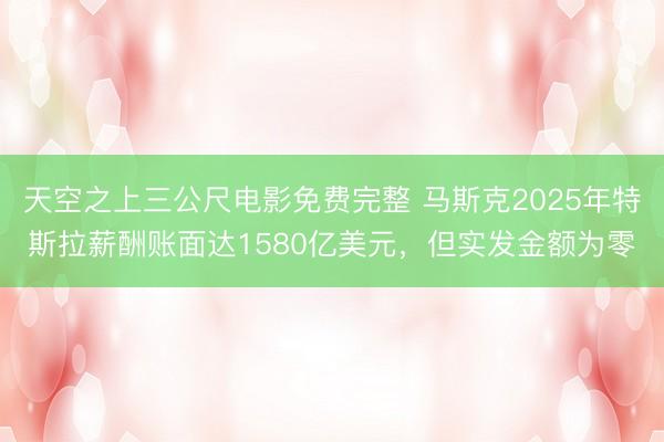 天空之上三公尺电影免费完整 马斯克2025年特斯拉薪酬账面达1580亿美元，但实发金额为零