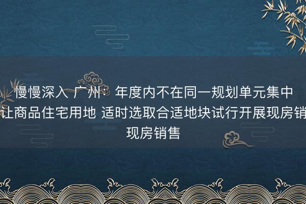 慢慢深入 广州：年度内不在同一规划单元集中出让商品住宅用地 适时选取合适地块试行开展现房销售
