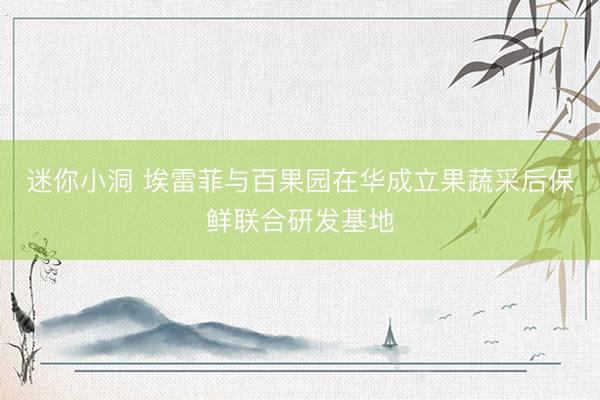 迷你小洞 埃雷菲与百果园在华成立果蔬采后保鲜联合研发基地