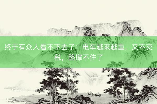 终于有众人看不下去了：电车越来越重，又不交税，路撑不住了