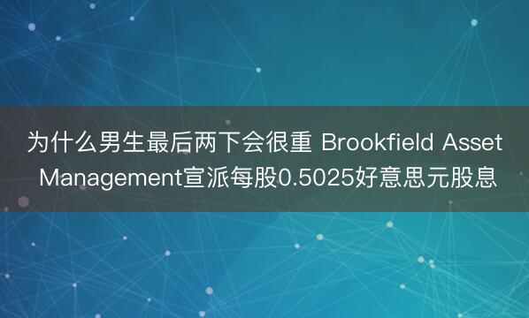 为什么男生最后两下会很重 Brookfield Asset Management宣派每股0.5025好意思元股息