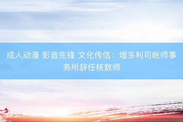 成人动漫 影音先锋 文化传信：增多利司帐师事务所辞任核数师