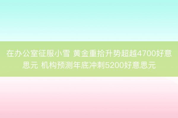 在办公室征服小雪 黄金重拾升势超越4700好意思元 机构预测年底冲刺5200好意思元