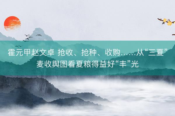 霍元甲赵文卓 抢收、抢种、收购……从“三夏”麦收舆图看夏粮得益好“丰”光