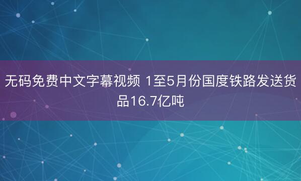 无码免费中文字幕视频 1至5月份国度铁路发送货品16.7亿吨
