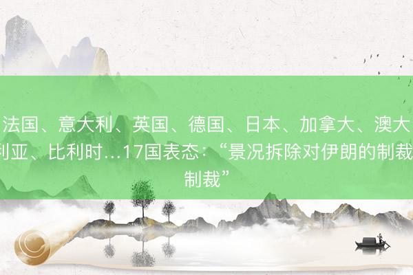 法国、意大利、英国、德国、日本、加拿大、澳大利亚、比利时…17国表态：“景况拆除对伊朗的制裁”