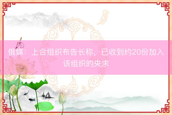 俄媒：上合组织布告长称，已收到约20份加入该组织的央求