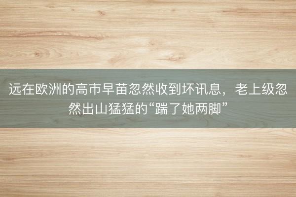 远在欧洲的高市早苗忽然收到坏讯息，老上级忽然出山猛猛的“踹了她两脚”