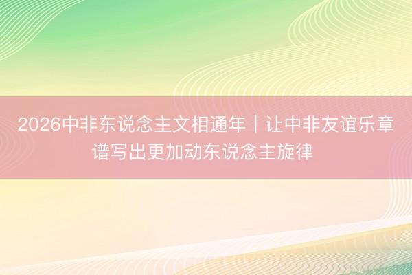 2026中非东说念主文相通年｜让中非友谊乐章谱写出更加动东说念主旋律 