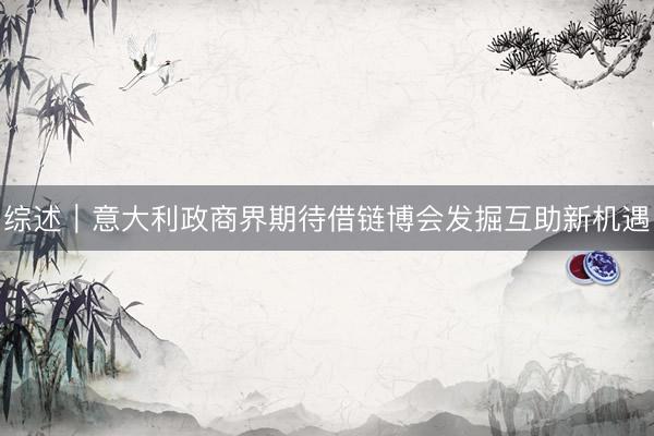 综述｜意大利政商界期待借链博会发掘互助新机遇